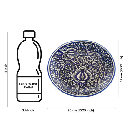 Caffeine Ceramic Handmade Stoneware Blue Mughal Dinner Plates set of 4 - Caffeine Premium Stoneware