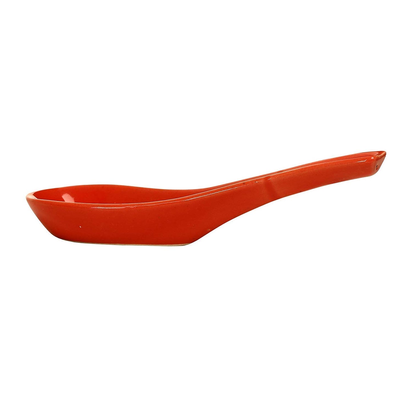 Caffeine Ceramic Handmade Orange and Green Triangles Design Soup Bowls with Spoon (Set of 2) - Caffeine Premium Stoneware