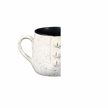 Caffeine Ceramic Handmade Matte White & Glossy Black Buttoned Tea Cups (Set of 6 pcs) - Caffeine Premium Stoneware