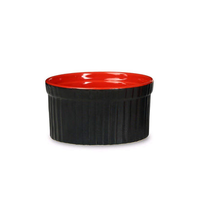 Caffeine Ceramic Handmade Matte Black & Glossy Red Ramekins Bowl (Set of 4) - Caffeine Premium Stoneware