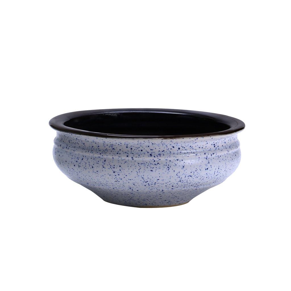 Caffeine Ceramic Handmade Grey & Brown Studio Serving Bowl 6 inch (Set of 1)