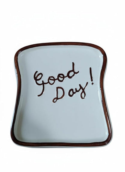 Caffeine premium ceramic "Good Day" Toast Plate (set 2)