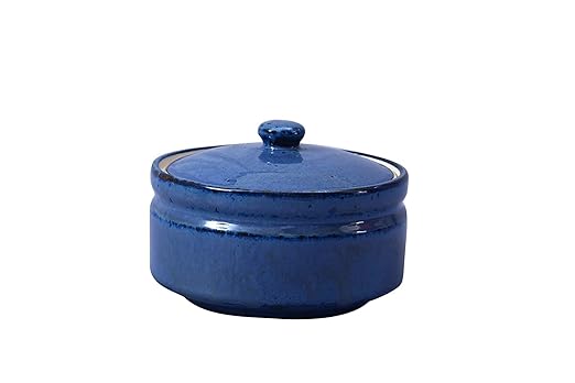 Caffeine ceramic handmade Blue Crackle Serving donga casserole (set of 1 small )