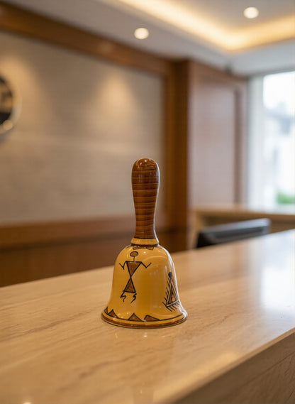 Caffeine Ceramic Stoneware Handmade Mustard Romani Dinner Bell set of 1