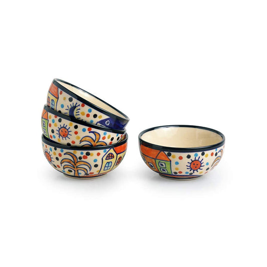 Caffeine Ceramic Handmade Family Hut Katori Bowl (Set of 4) - Caffeine Premium Stoneware