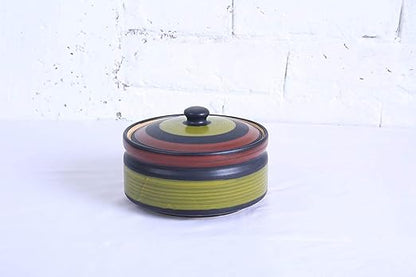 Caffeine Ceramic Handmade Green chandrakari Serving Donga Casserole (set of 1)