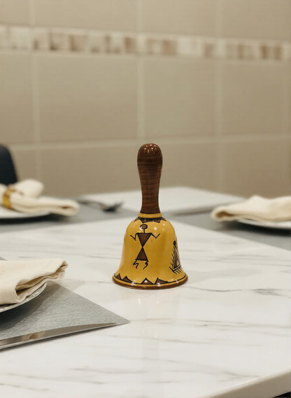 Caffeine Ceramic Stoneware Handmade Mustard Romani Dinner Bell set of 1
