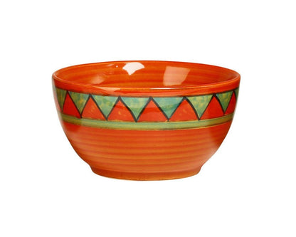 Caffeine Ceramic Handmade Orange & Green Triangles Dessert Bowl (Set of 6) - Caffeine Premium Stoneware