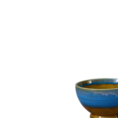 Caffeine Ceramic Handmade Blue & Brown Studio Nut Serving Bowl (Set of 2) - Caffeine Premium Stoneware