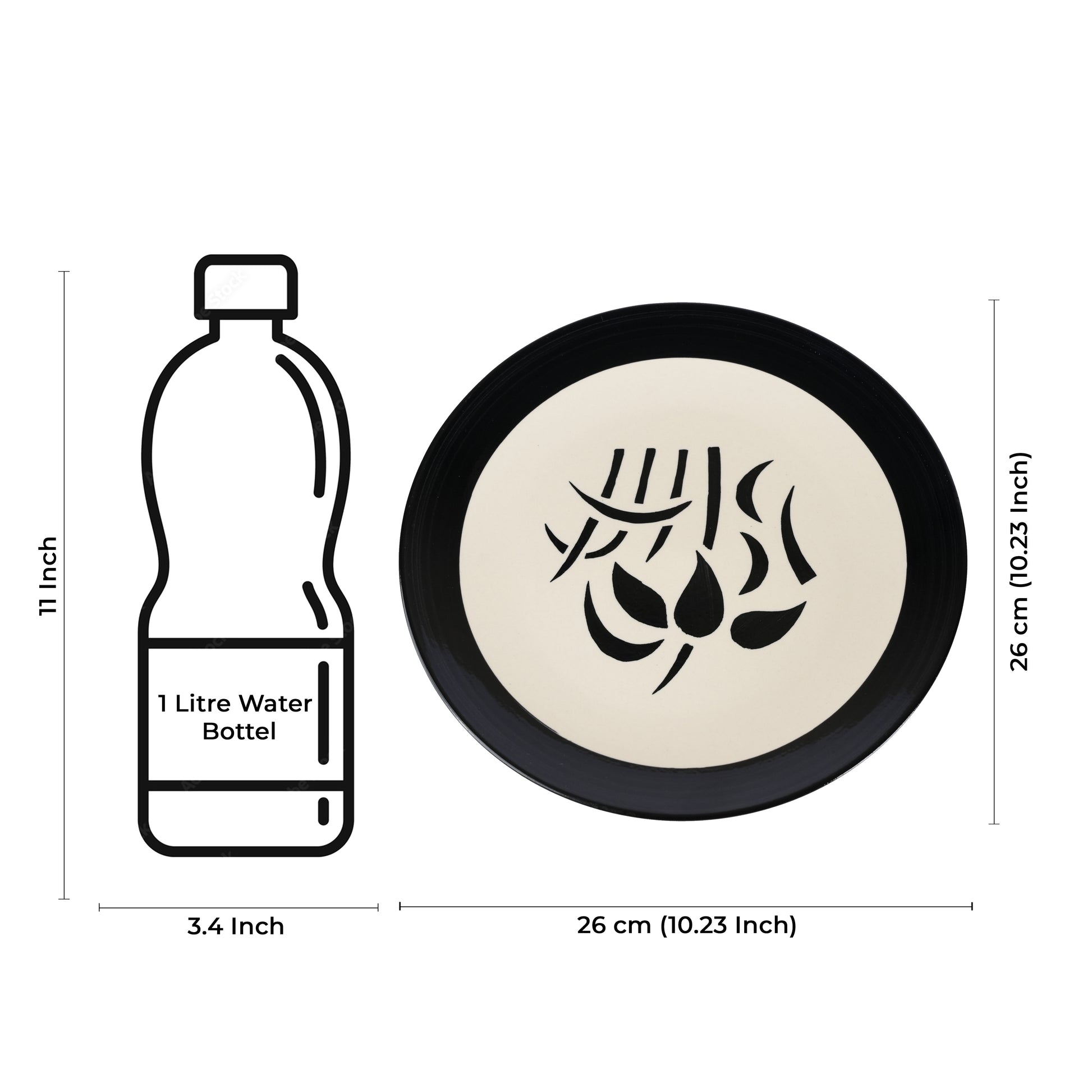 Caffeine Ceramic Handmade Black Imperial Dinner Plate 10" inch(Set of 2) - Caffeine Premium Stoneware
