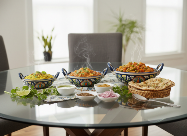 Caffeine Ceramic Handmade Stoneware Blue Jaipuri Serving kadhai (Set of 3 Microwave & Dishwasher Safe)