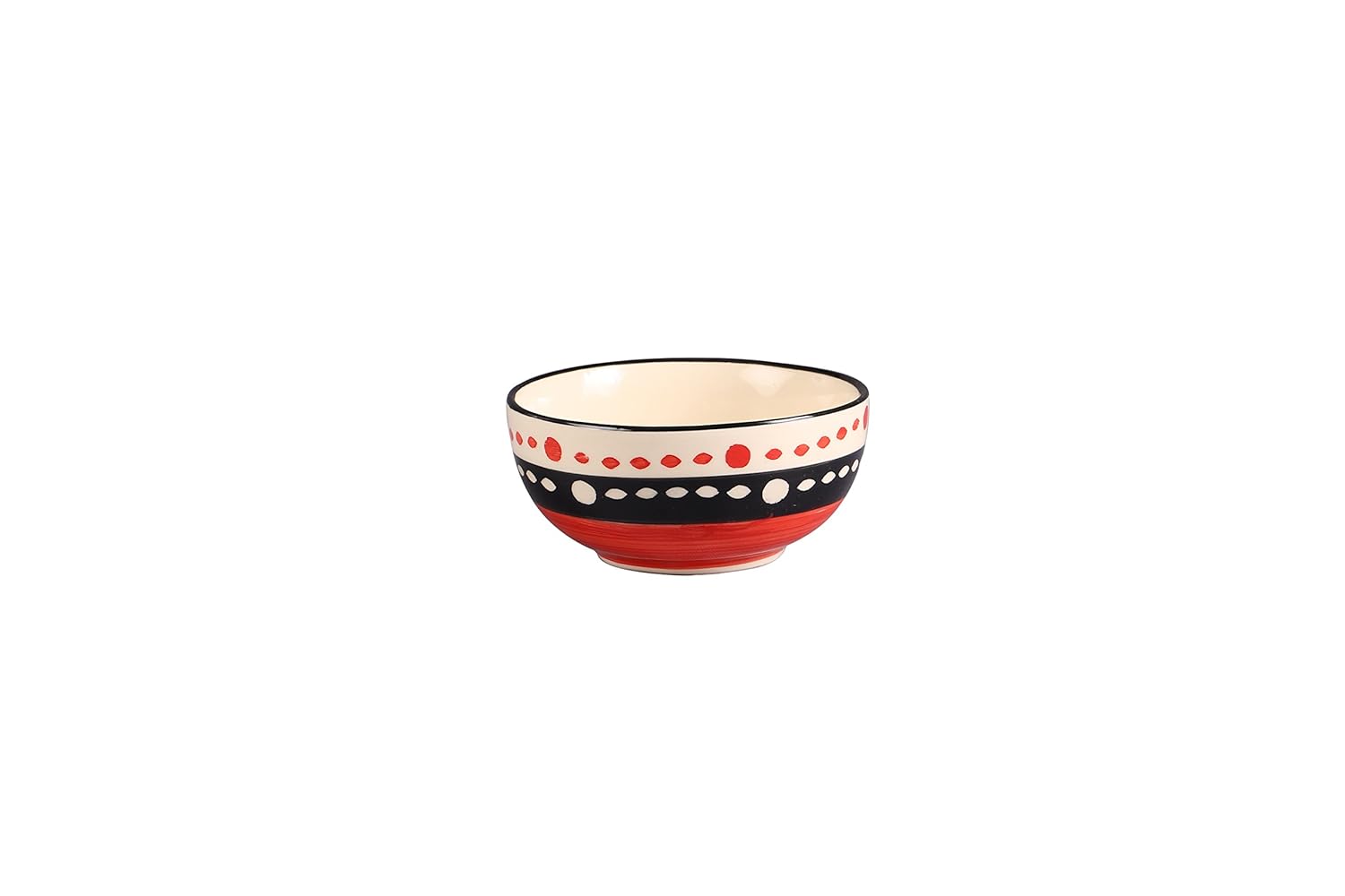 Caffeine Ceramic Handmade Red and Black Dotted Dinner Set (37 pieces - Microwave & Dishwasher Safe) - Caffeine Premium Stoneware