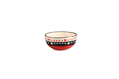 Caffeine Ceramic Handmade Red and Black Dotted Dinner Set (37 pieces - Microwave & Dishwasher Safe) - Caffeine Premium Stoneware