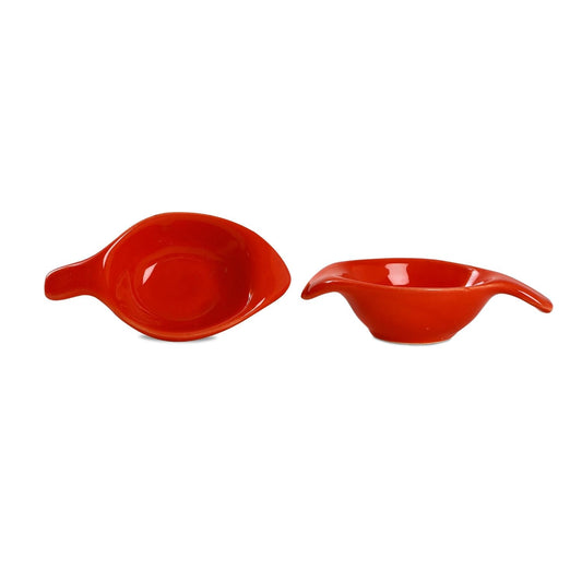 Caffeine Ceramic Handmade Red Glossy Dip and Sauce (Set of 2, 40 ml) - Caffeine Premium Stoneware