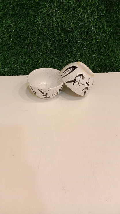Caffeine Ceramic Handmade White Bamboo Combo Dinner Set (7 pcs.)