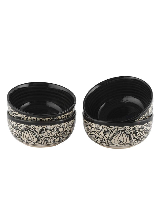 Caffeine Ceramic Handmade black peru dessert bowl (set of 4) - Caffeine Premium Stoneware