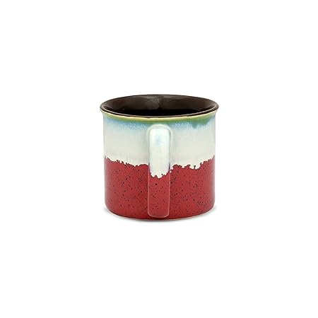 Caffeine Ceramic Stoneware Handmade White & Coral Peach Maggie Mug (Set of 2) - Caffeine Premium Stoneware