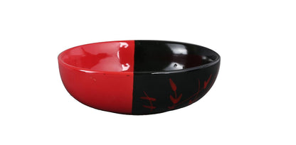 Caffeine Ceramic Handmade Half Red & Black Dinner Set (19 pcs )