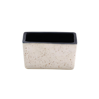 Caffeine Ceramic Stoneware Handmade Dual-Glazed Cream and Black Dip & Sauce (Set of 2, 40ml) - Caffeine Premium Stoneware