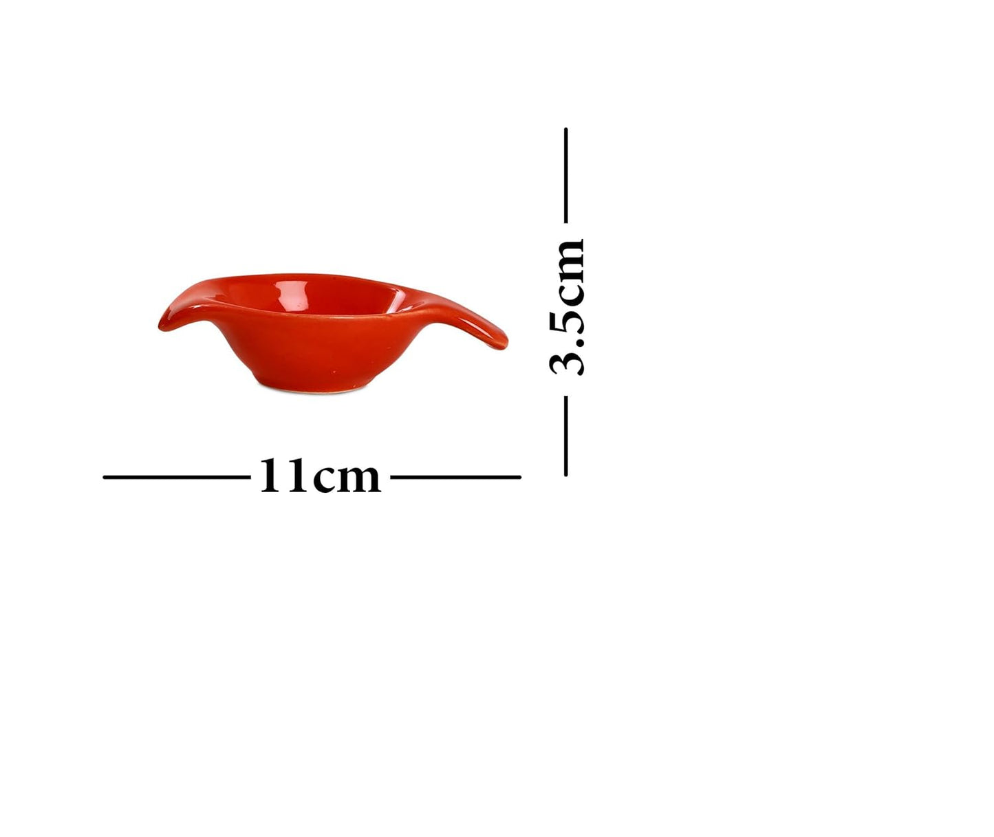 Caffeine Ceramic Stoneware Handmade Red Glossy Dip and Sauce (Set of 6, 40 ml) - Caffeine Premium Stoneware