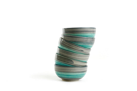 Caffeine Ceramic Handmade Sea Green Dessert Bowl (Set of 6, 150 ml) - Caffeine Premium Stoneware