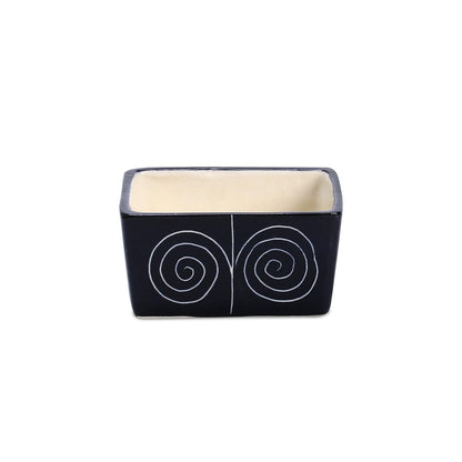 Caffeine Ceramic Stoneware Handmade Black Doodle Dip and Sauce (Set of 6, 40 ml) (Microwave & Dishwasher Safe) - Caffeine Premium Stoneware