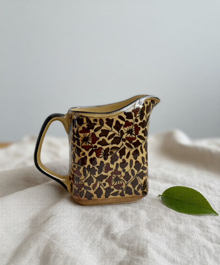 Caffeine Ceramic Handmade Stoneware Brown Sehra Milk and Water Jug (Set of 1, 700 ml)