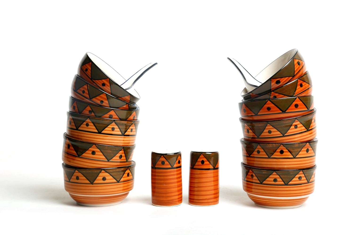 Caffeine Ceramic Handmade Brown Soorya Dinner Set (37 pcs.) - Caffeine Premium Stoneware