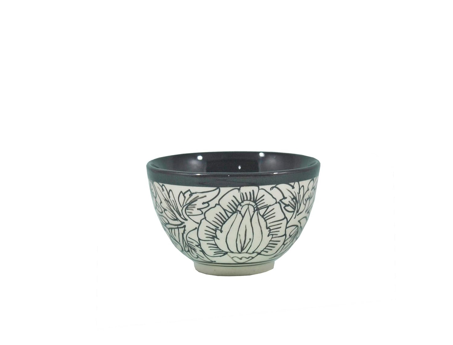 Caffeine Ceramic Handmade Black Peru Dessert Bowl -(Set of 6, 150 ml ) - Caffeine Premium Stoneware