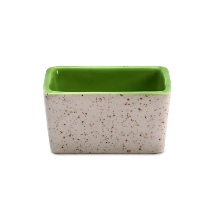 Caffeine Ceramic Stoneware Handmade Cream and Green Dip & Sauce Bowl (Set of 2,50ml) - Caffeine Premium Stoneware