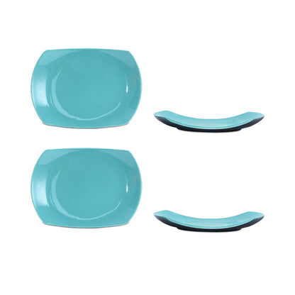 Caffeine Ceramic Handmade Sea Green Glossy Snack Plate – 7(Set of 6)