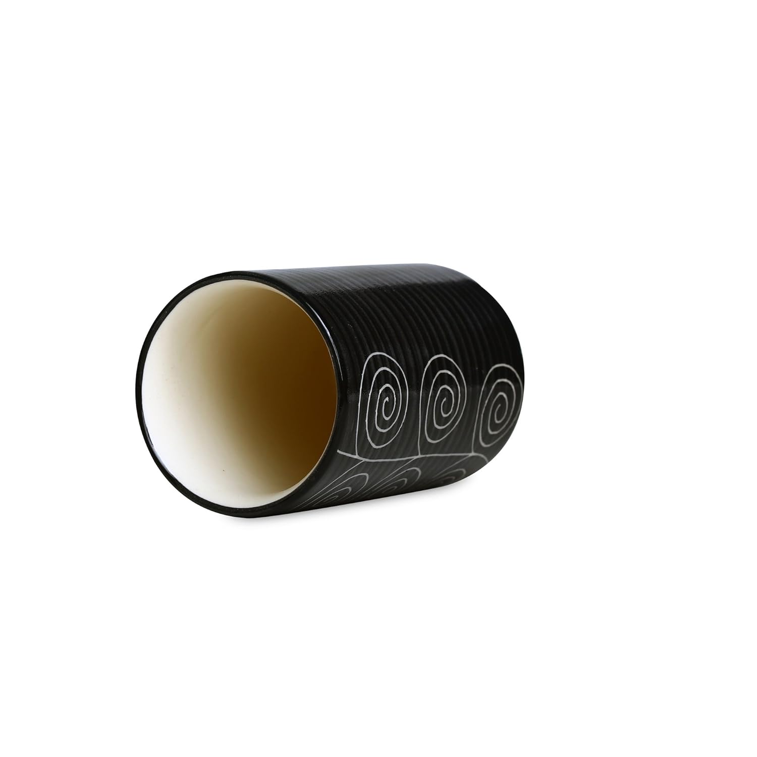 Caffeine Ceramic Stoneware Handmade Black Doodle Water Glass 300ml Set of 2 - Caffeine Premium Stoneware