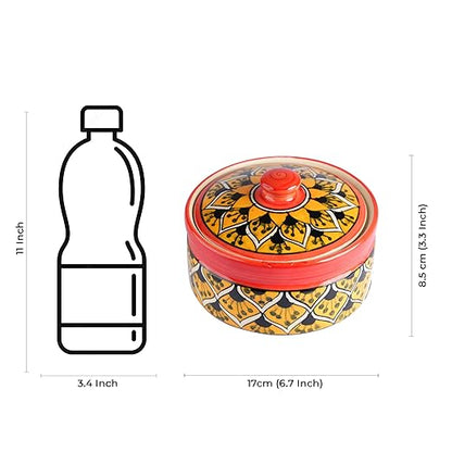 Caffeine Ceramic Handmade Orange Morocco Serving Donga Casserole (Set of 1, Medium)