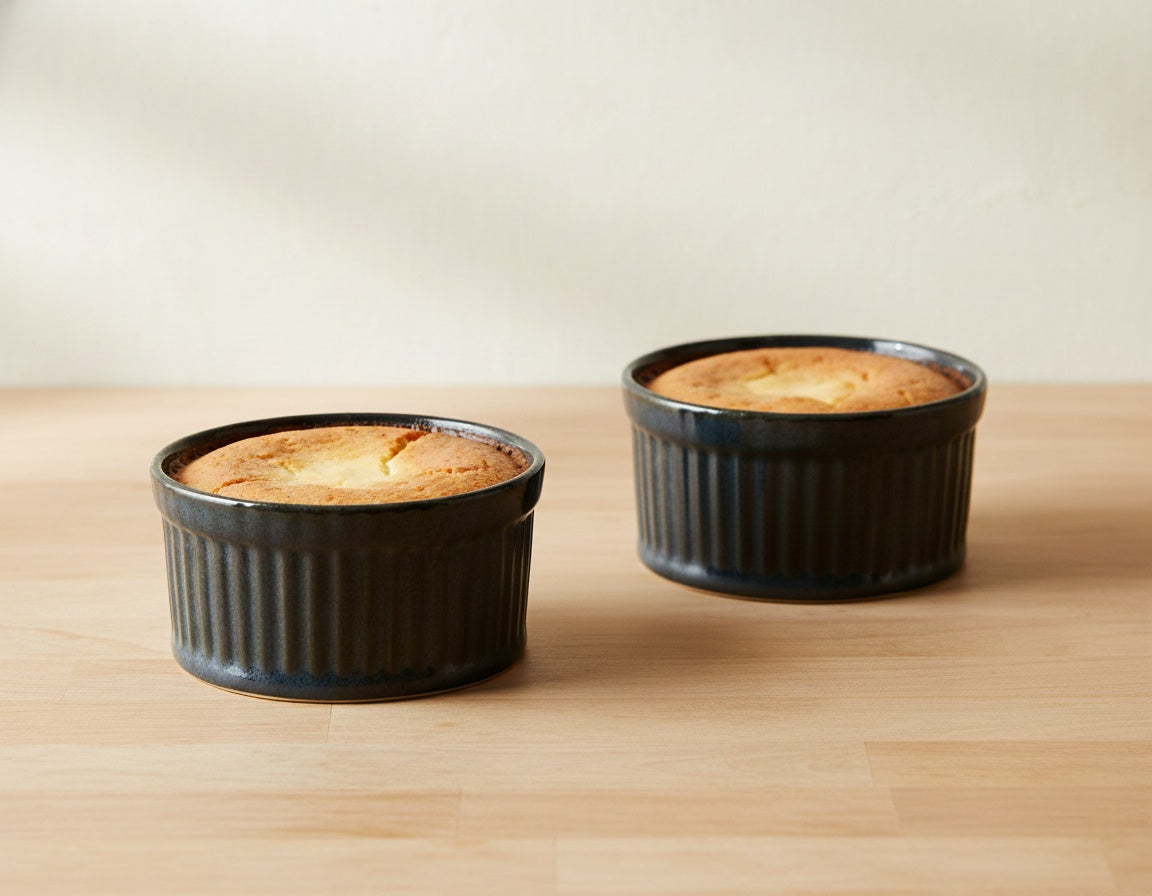 Caffeine Premium Premium Ceramic Handmade Black Glossy Metallic Ramekins Bowls (Set of 6)