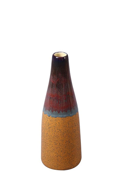Caffeine Ceramic Handmade mustard Bottle Shape Vase (set of 1)