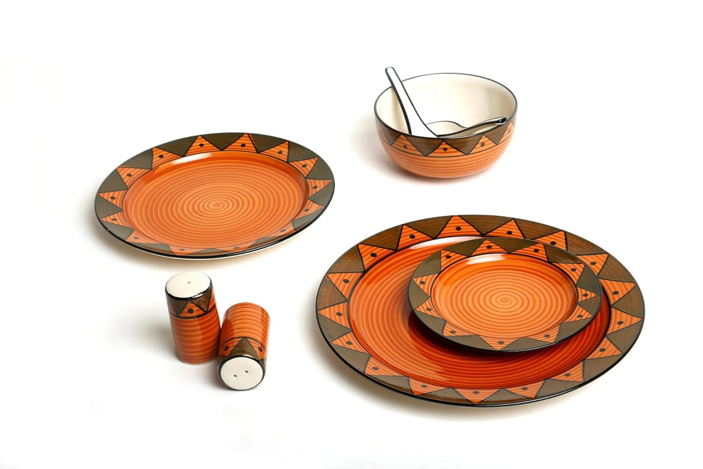 Caffeine Ceramic Handmade Brown Soorya Dinner Set (37 pcs.) - Caffeine Premium Stoneware