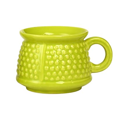 Caffeine Ceramic Handmade Green & Yellow Neon Bubble Tea Cup (Set of 6) - Caffeine Premium Stoneware