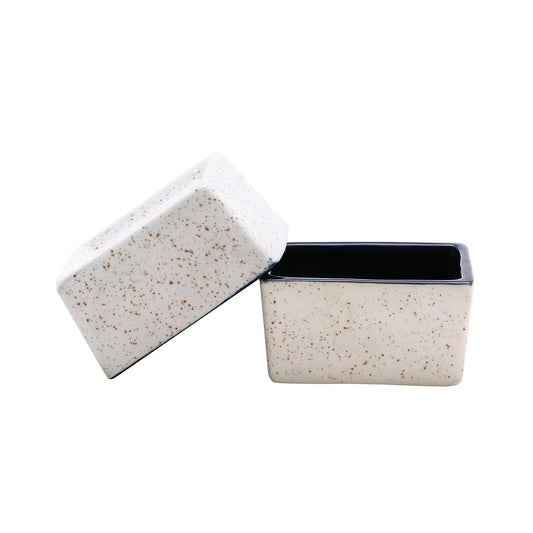 Caffeine Ceramic Stoneware Handmade Dual-Glazed Cream and Black Dip & Sauce (Set of 2, 40ml) - Caffeine Premium Stoneware