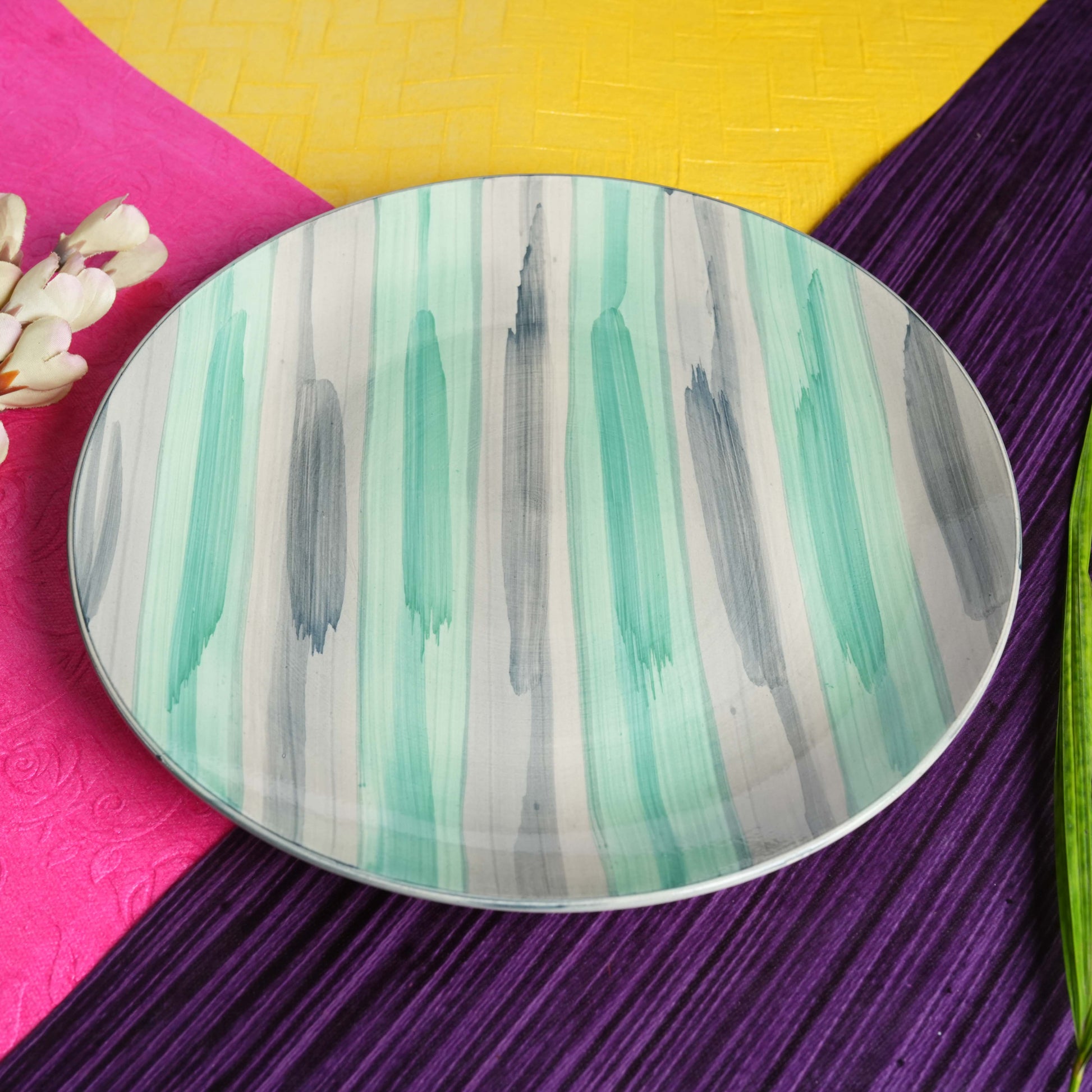 Caffeine Ceramic Handmade Stoneware Sea Green Quarter Plate 7”(Set of 4 Dishwasher & Microwave Safe ) - Caffeine Premium Stoneware