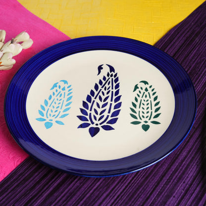 Caffeine Ceramic Handmade Stoneware Blue Boota Quarter Plate 7”(Set of 2 Dishwasher & Microwave Safe Plate) - Caffeine Premium Stoneware