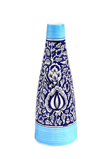 Caffeine Ceramic Handmade Blue Mughal Flower Vase (1 Pc)