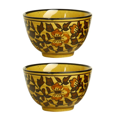 Caffeine Ceramic Handmade Brown sehra Dessert Bowl (Set of 6, 150 ml) - Caffeine Premium Stoneware