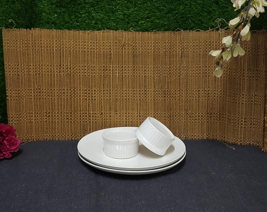 Caffeine Ceramic Handmade Glossy White Combo Dinner Set (4 pcs.)