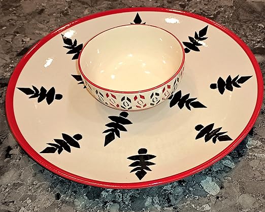 Caffeine Ceramic Handmde White & Black Christmas Tree Combo Dinner Set (Set of 6) - Caffeine Premium Stoneware