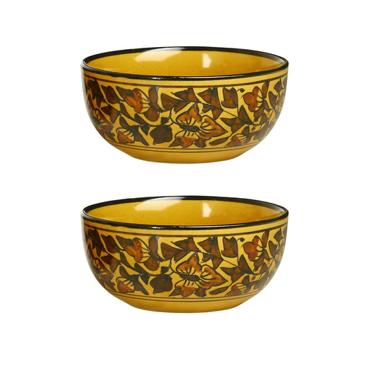Caffeine Ceramic Handmade Brown Sehra Soup Bowl with Spoon (Set of 2) - Caffeine Premium Stoneware