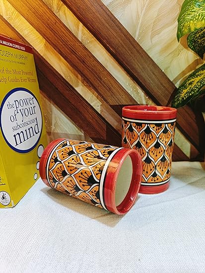 Caffeine Ceramic Handmade Orange Morocco Combo Dinner Set (10 pcs.)