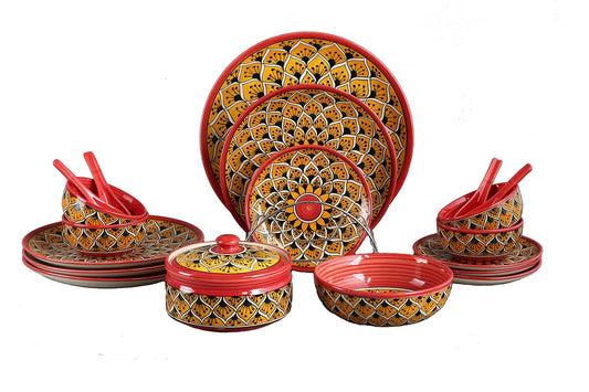Caffeine Ceramic Handmade Orange Morocco Dinner Set of 19