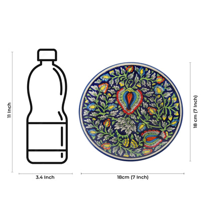 Caffeine Ceramic Handmade blue jaipuri quarter plate 7”(Set of 4) - Caffeine Premium Stoneware