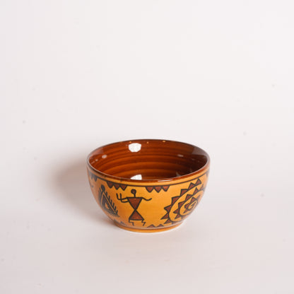 Caffeine Ceramic Handmade Brown Mustard Romani Katori Bowls (Set of 6) - Caffeine Premium Stoneware