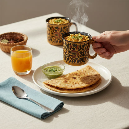 Caffeine Ceramic Handmade Brown sehra Maggie Mug (Set of 6)